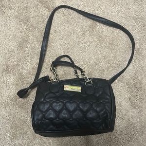 Betsey Johnson Quilted Hearts Satchel Vegan/Faux Leather Cross Body Bag